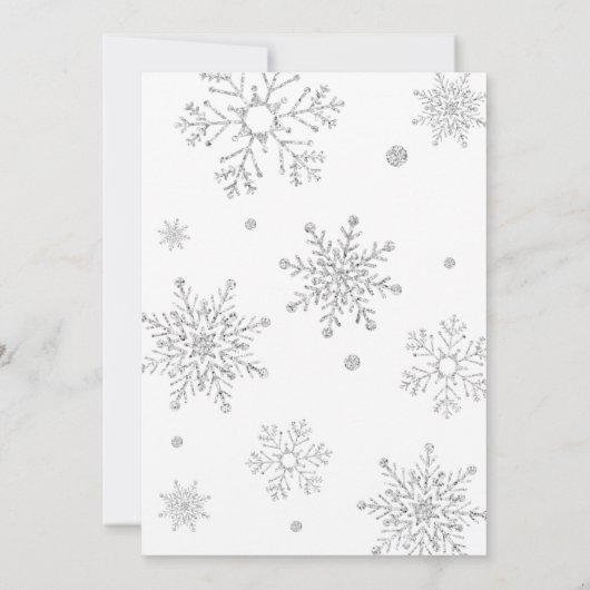 ベビーは冷たい外の招待ウィンターシルバー 招待状 (裏面)