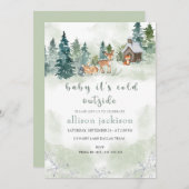 ベビーは冷たい外の森の森の森のベビー商会 招待状 (正面/裏面)