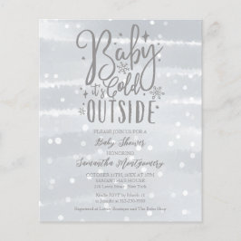 ベビーは冷たい外の灰色のベビーシャワー招待状