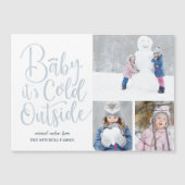 ベビーは冷たい外の磁気ホリデーフォトカード (正面)