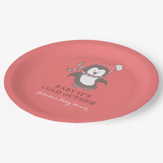 ベビーは冷たい外の赤ちゃんシャワー紙プレート ペーパープレート (アングル)