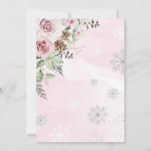 ベビーは冷たい外の鹿ピンクのフローラベビーガール 招待状 (裏面)