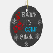 ベビーは冷たい外の黒板オーナメント セラミックオーナメント (右)