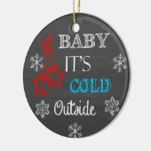 ベビーは冷たい外の黒板オーナメント セラミックオーナメント (左)