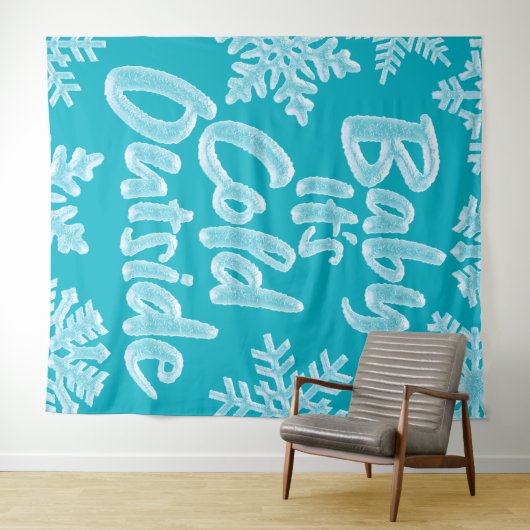 ベビーは冷たい外アクアティール(緑がかった色)クリスマス凍ってい タペストリー (インサイチュ(横))