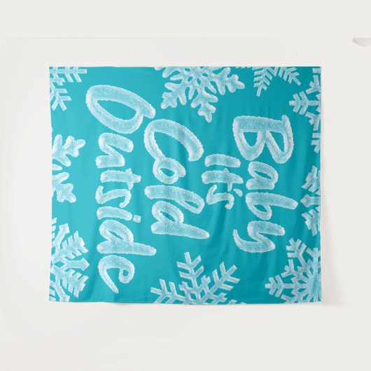 ベビーは冷たい外アクアティール（緑がかった色）クリスマス凍ってい タペストリー (正面(横))