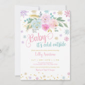 ベビーは冷たい外ベビーガール招待状 招待状 (正面)
