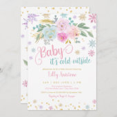 ベビーは冷たい外ベビーガール招待状 招待状 (正面/裏面)