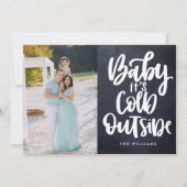 ベビーは冷たい外Chalkboard写真の休日 招待状 (正面)