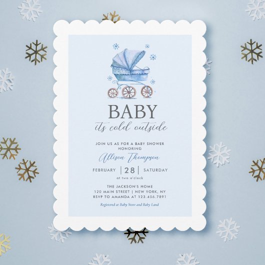 ベビーは冷たい車外男の子の赤ちゃんシャワー 招待状