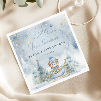 ベビーは冷たいWoodland Bear Paper Napkin スタンダードランチョンナプキン