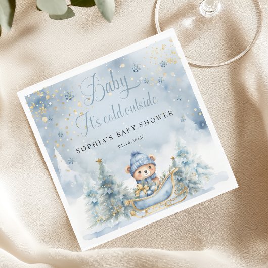 ベビーは冷たいWoodland Bear Paper Napkin スタンダードランチョンナプキン