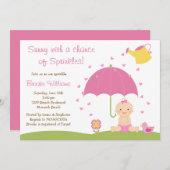 ベビーは女の赤ちゃんのためのシャワーの招待状を振りかけます 招待状 (正面/裏面)