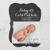 ベビーは寒い外の休日の写真カード シーズンカード (正面/裏面)