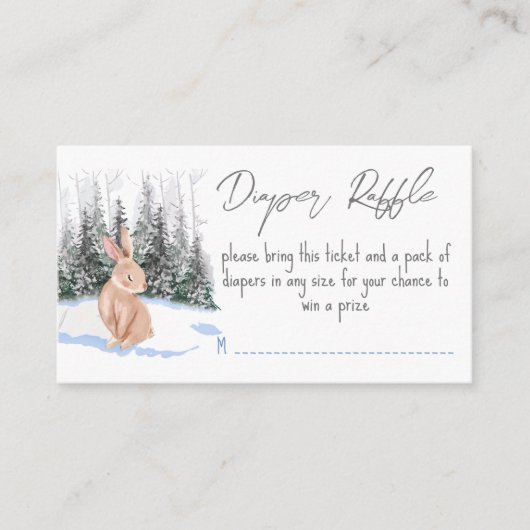 ベビーは寒い外の冬のバニーおむつラッフル エンクロージャーカード (正面)