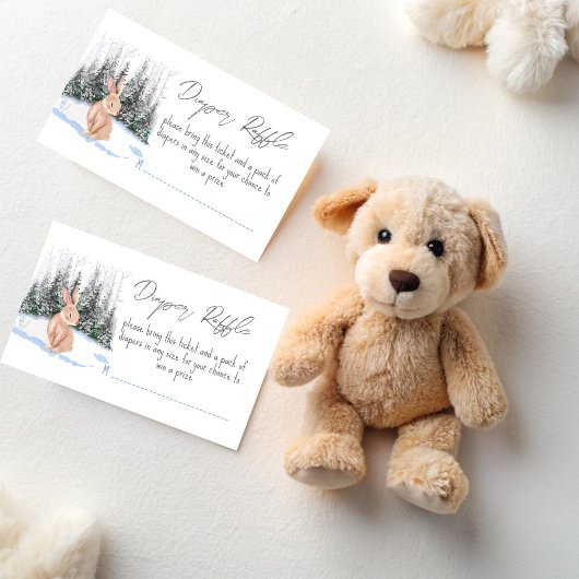 ベビーは寒い外の冬のバニーおむつラッフル エンクロージャーカード