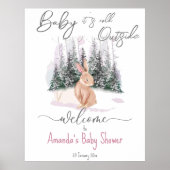 ベビーは寒い外の冬のバニーの赤ちゃんシャワー ポスター (正面)