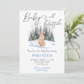 ベビーは寒い外の冬のバニーの赤ちゃんシャワー 招待状 (スタンド正面)