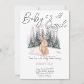 ベビーは寒い外の冬のバニーの赤ちゃんシャワー 招待状 (正面)