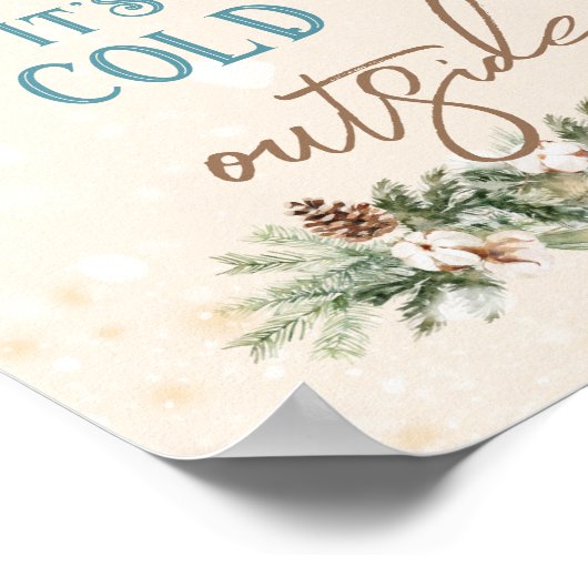 ベビーは寒い外の冬の居心地の良いリビングルームアート ポスター (角)