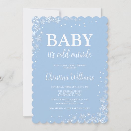 ベビーは寒い外の男の子の赤ちゃんシャワー招待状 招待状 (正面)