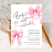 ベビーは寒い外ピンク弓ガールベイビーシャワー 招待状