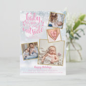 ベビーは寒い外フォトガールウィンター誕生 案内状 (スタンド正面)