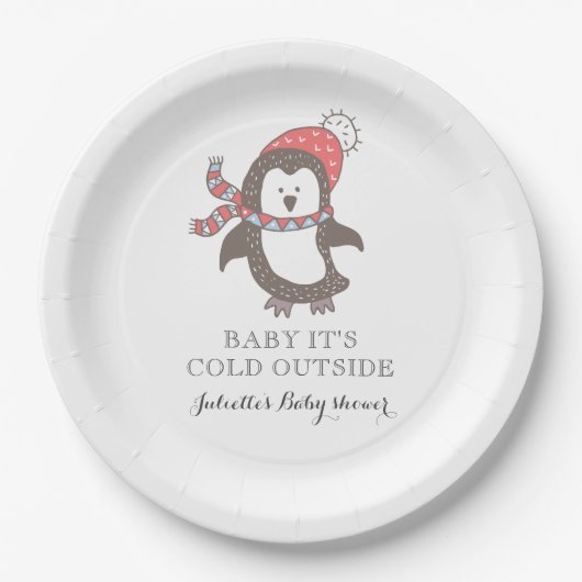 ベビーは寒い外ベビーシャワー紙プレート ペーパープレート (正面)