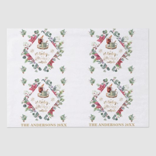 ベビーは寒い外部クリスマス冬のリーススクリプト 薄葉紙 (正面)