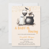 ベビーは幽霊グラスのドット赤ちゃんシャワーを醸造している 招待状 (正面)