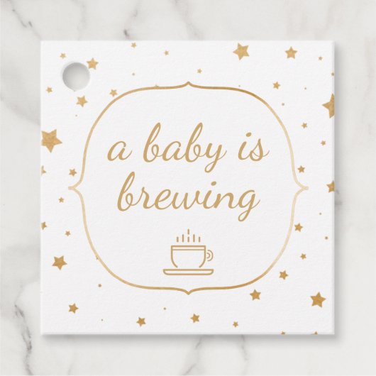 ベビーは感謝していあなたを醸造している – 白い金ゴールド星 フェイバータグ (正面)