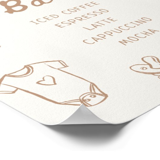 ベビーは手描き赤ちゃんシャワーコーヒーバー ポスター (角)