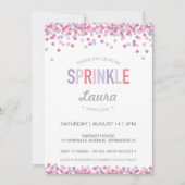 ベビーは招待状、ピンクおよび紫色を振りかけます 招待状 (正面)