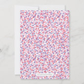 ベビーは招待状、ピンクおよび紫色を振りかけます 招待状 (裏面)