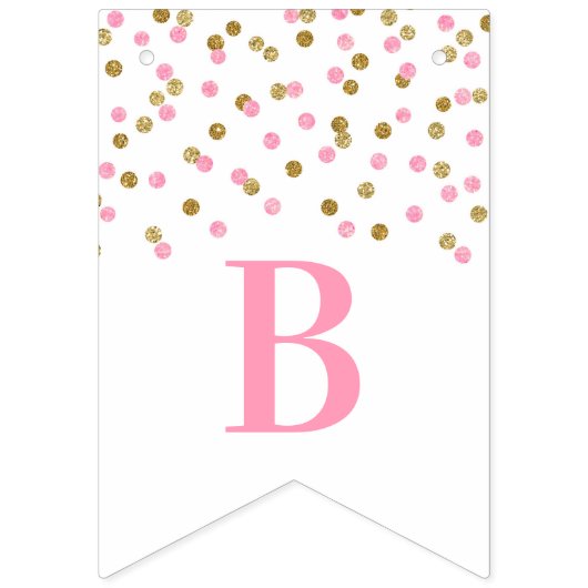 ベビーは旗のピンクの金ゴールドの紙吹雪を振りかけます バンティングフラッグ (第2の旗)