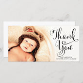 ベビーは書道の上敷の写真カード感謝していしています サンキューカード (正面/裏面)