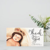 ベビーは書道の上敷の写真カード感謝していしています サンキューカード (スタンド正面)