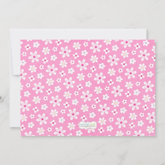 ベビーは植木鉢の女の子のシャワーの招待状を振りかけます 招待状 (裏面)