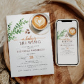 ベビーは水の色のコーヒーベビーシャワーを醸造している 招待状