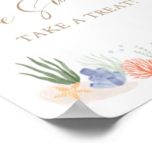 ベビーは海の下で甘い赤ちゃんシャワーのサイン ポスター (角)