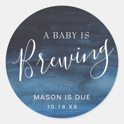 ベビーは海軍のブルーボーイ赤ちゃんシャワーの好意を醸造している ラウンドシール (正面)