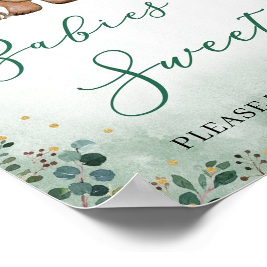 ベビーは甘いサインウッドランドの森林動物である ポスター (角)