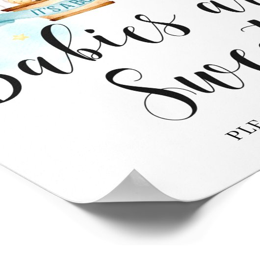 ベビーは甘いサイン赤ちゃんシャワー熱い気球 ポスター (角)