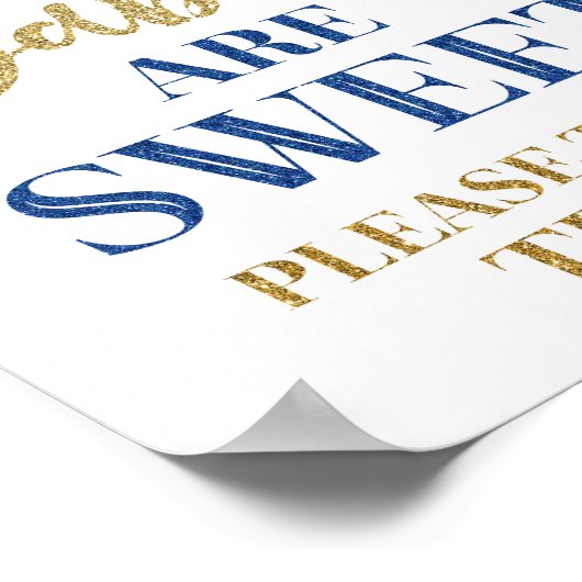 ベビーは甘いサイン金ゴールドダークブルー紙吹雪 ポスター (角)