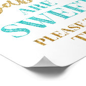 ベビーは甘いサイン金ゴールドブルー紙吹雪 ポスター (角)