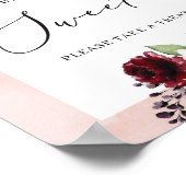 ベビーは甘いサインburgundy赤面ピンクフローラ ポスター (角)