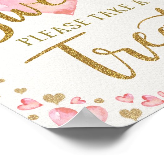 ベビーは甘いテイクアトリートピンクの金ゴールドハート ポスター (角)