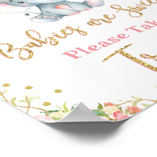 ベビーは甘いトリートエレファントシャワーのサインを取る ポスター (角)