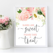 ベビーは甘いトリートピンクの金ゴールドフローラ ポスター