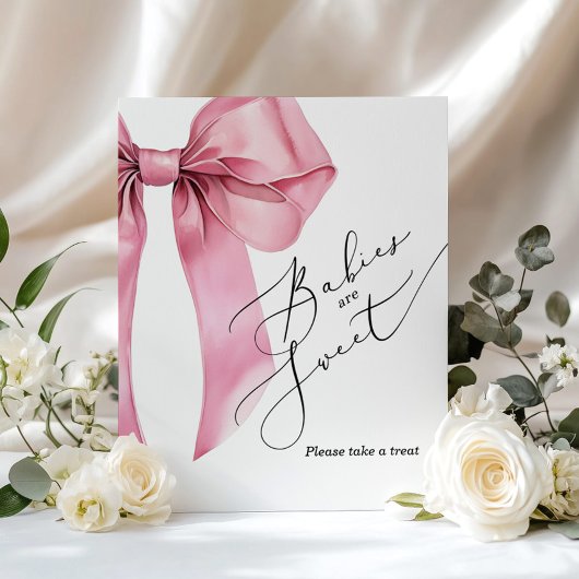 ベビーは甘いトリートピンクボウベイビーシャワーを取る ポスター